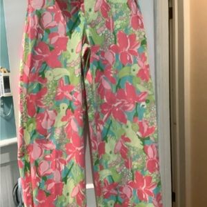 Vintage Lilly Pulitzer Pink, Aqua & Green Parrots Pants